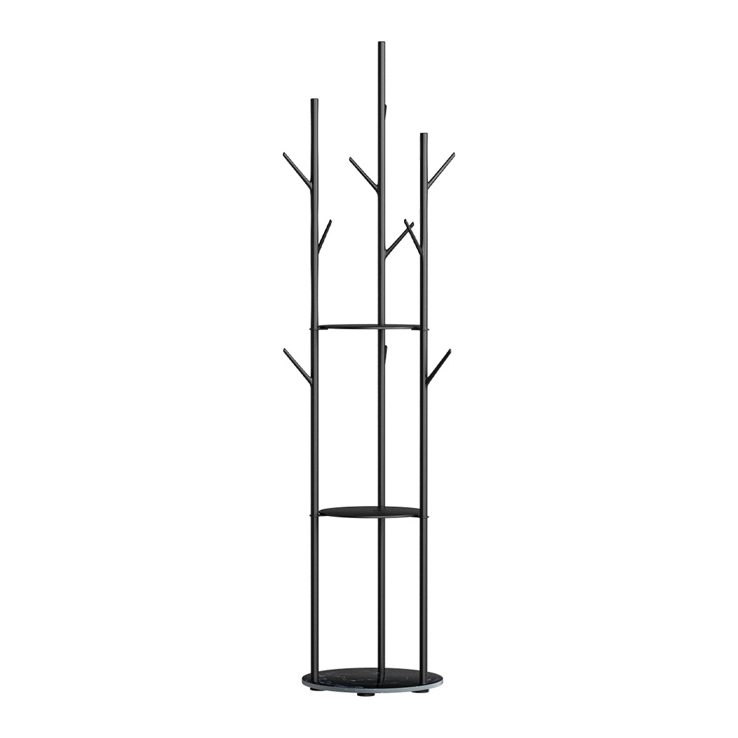Levede Coat Rack Clothes Stand 8 Hook Organizer Black-1864183323820167168