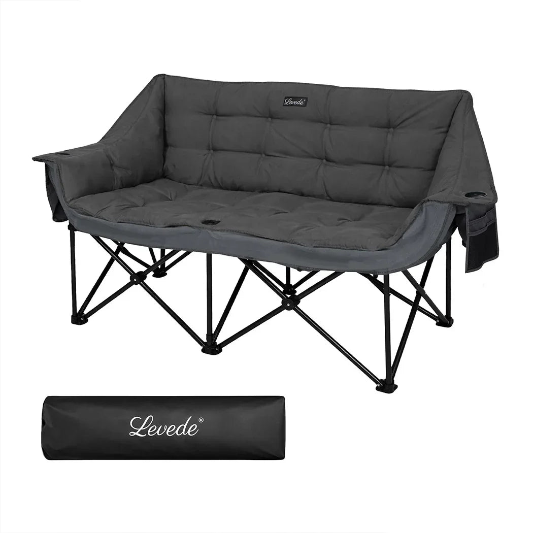 Levede Double Camping Chair Folding Outdoor Portable Fishing Picnic Travel Seat-2050056782503612416