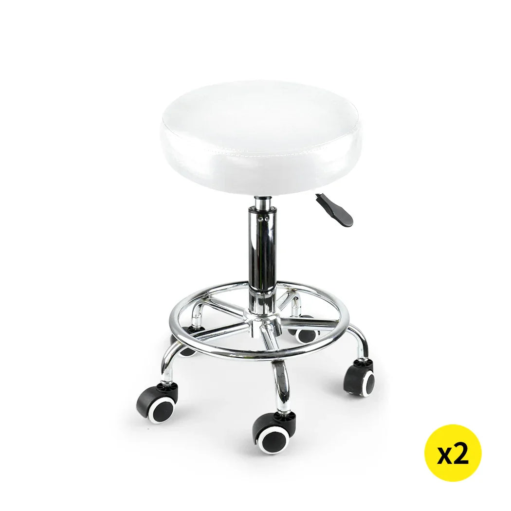 2x Levede Swivel Salon Barstool Hairdressing White-2018816797721104384