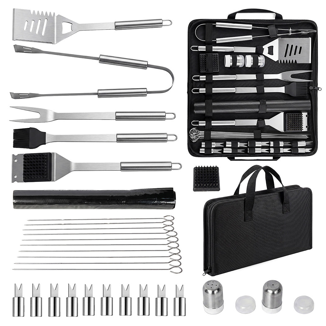 Moyasu 29Pcs BBQ Tool Set Stainless Steel Grill Cook Barbecue Grill Utensils Kit-2102558712077094912