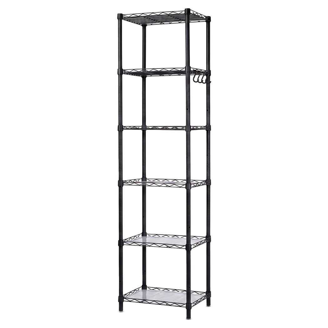 Levede Storage Shelves 6 Tier Carbon Steel Wire Rack Shelving Unit Kitchen Black-2109799590298062849