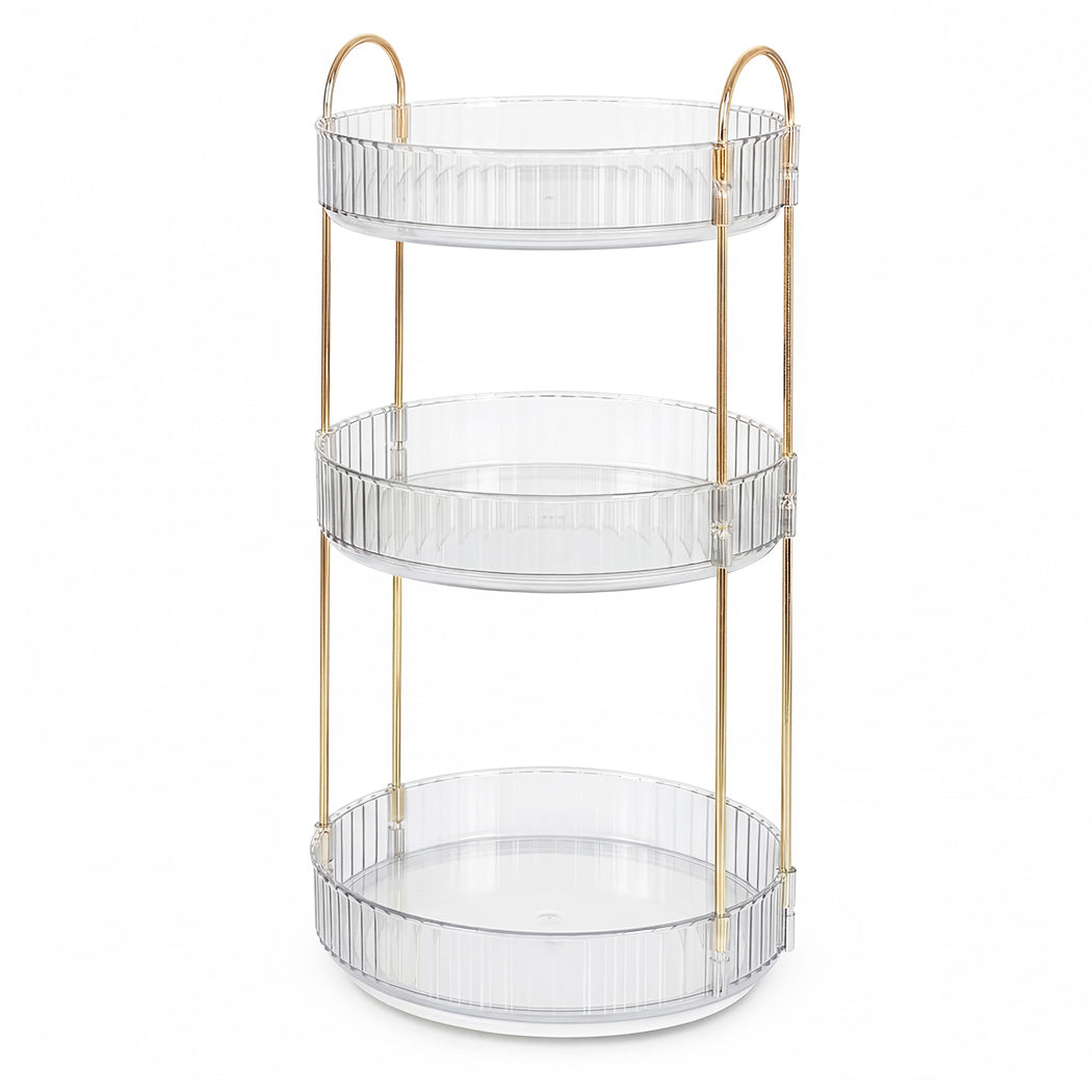 Ilus 360� Roating Makeup Organiser Vanity Countertop Shelf Cosmetic Holder White-2065254302464741376