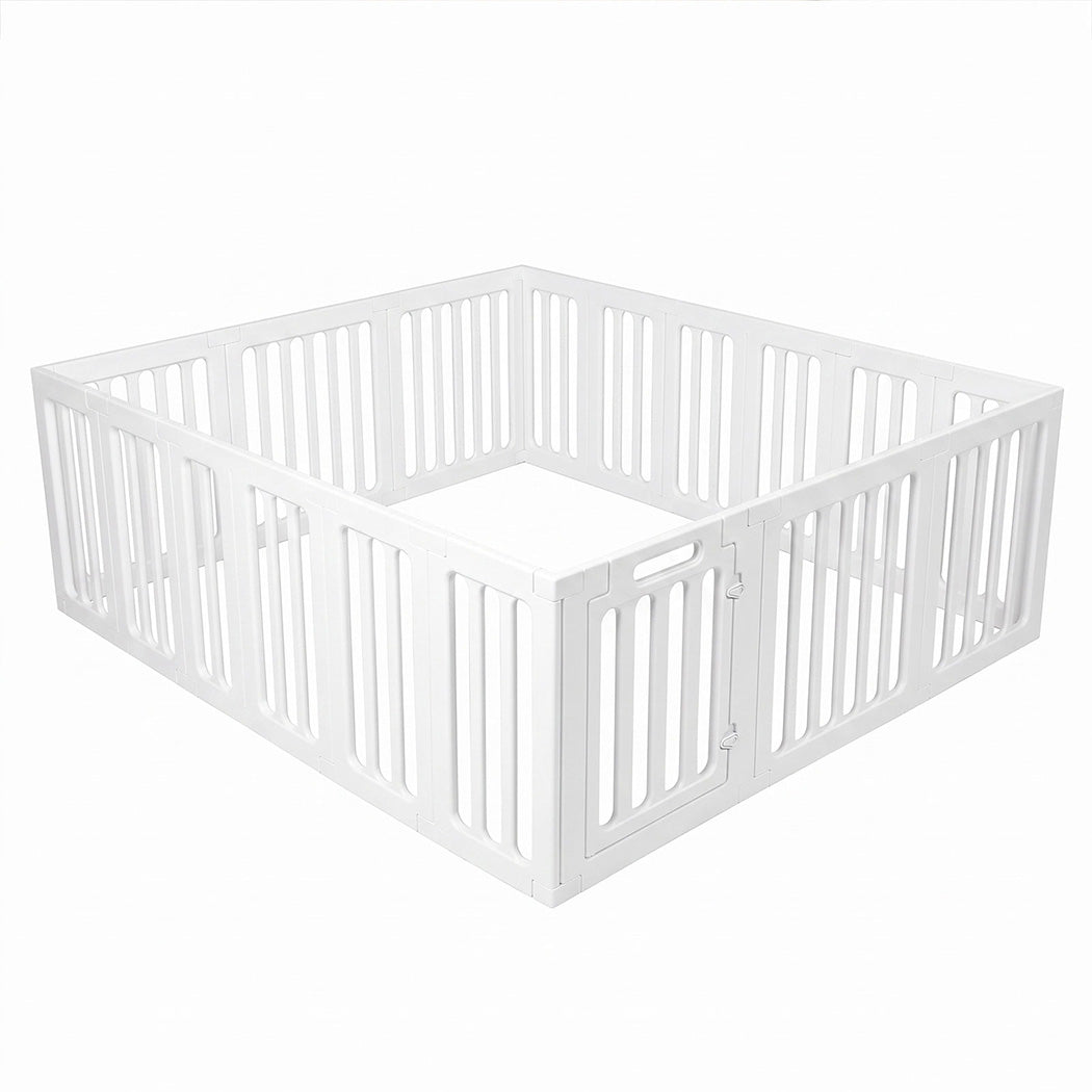 BoPeep Large Baby Playpen HDPE Safety Fence with 36 Suction Cups Indoor White-2100034971078103040