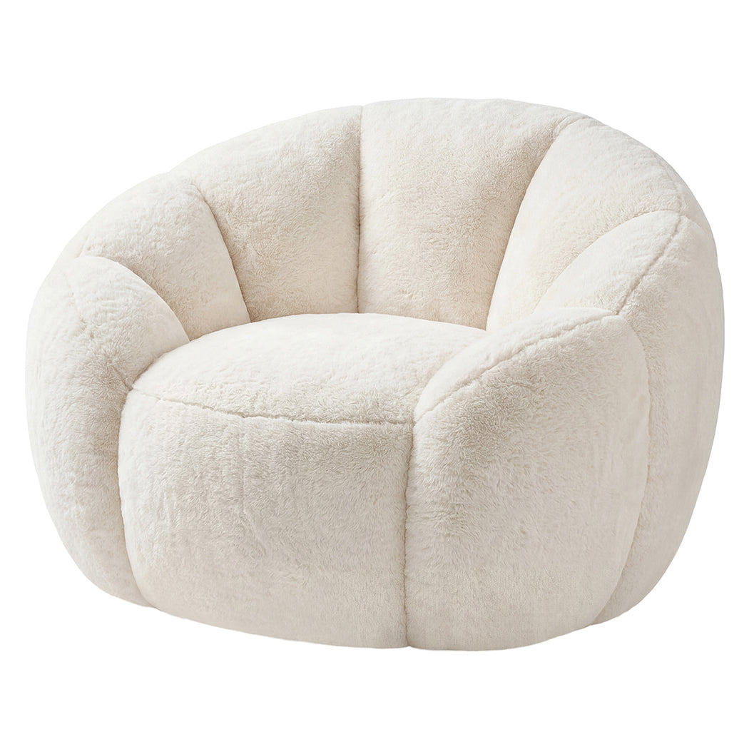 Levede Bean Bag Chair Faux Rabbit Fur Floral Shaped Reading Sofa Chair White-2109799585139068929
