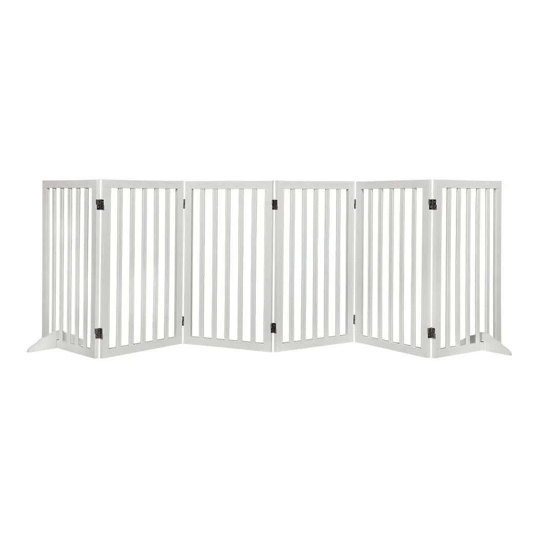 PaWz Wooden Pet Gate Dog Fence Safety White 6 Panels-2018816846903513088