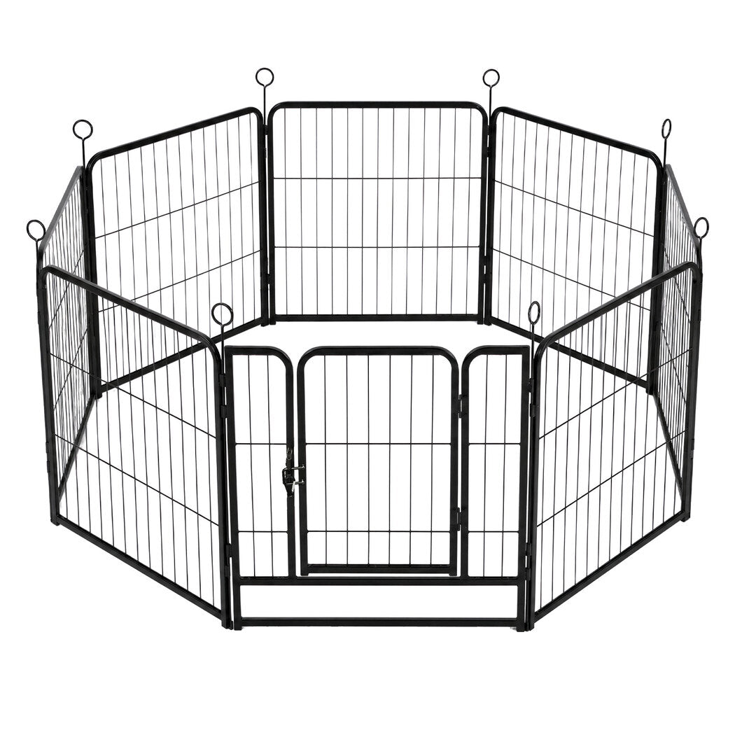 Pawz Dog Playpen 8-Panel Metal Dog Pen Tool-Free Foldable Puppy Crate Black-2100034989147164672