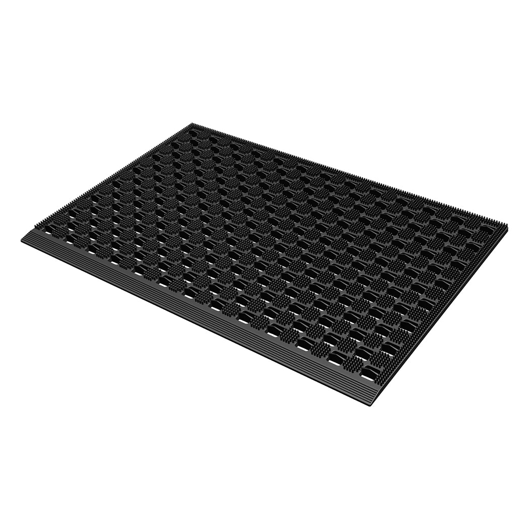 Marlow Front Door Mat 90x60cm TPE Raised Wave Drainage for Entrance Black-2109799592311328769