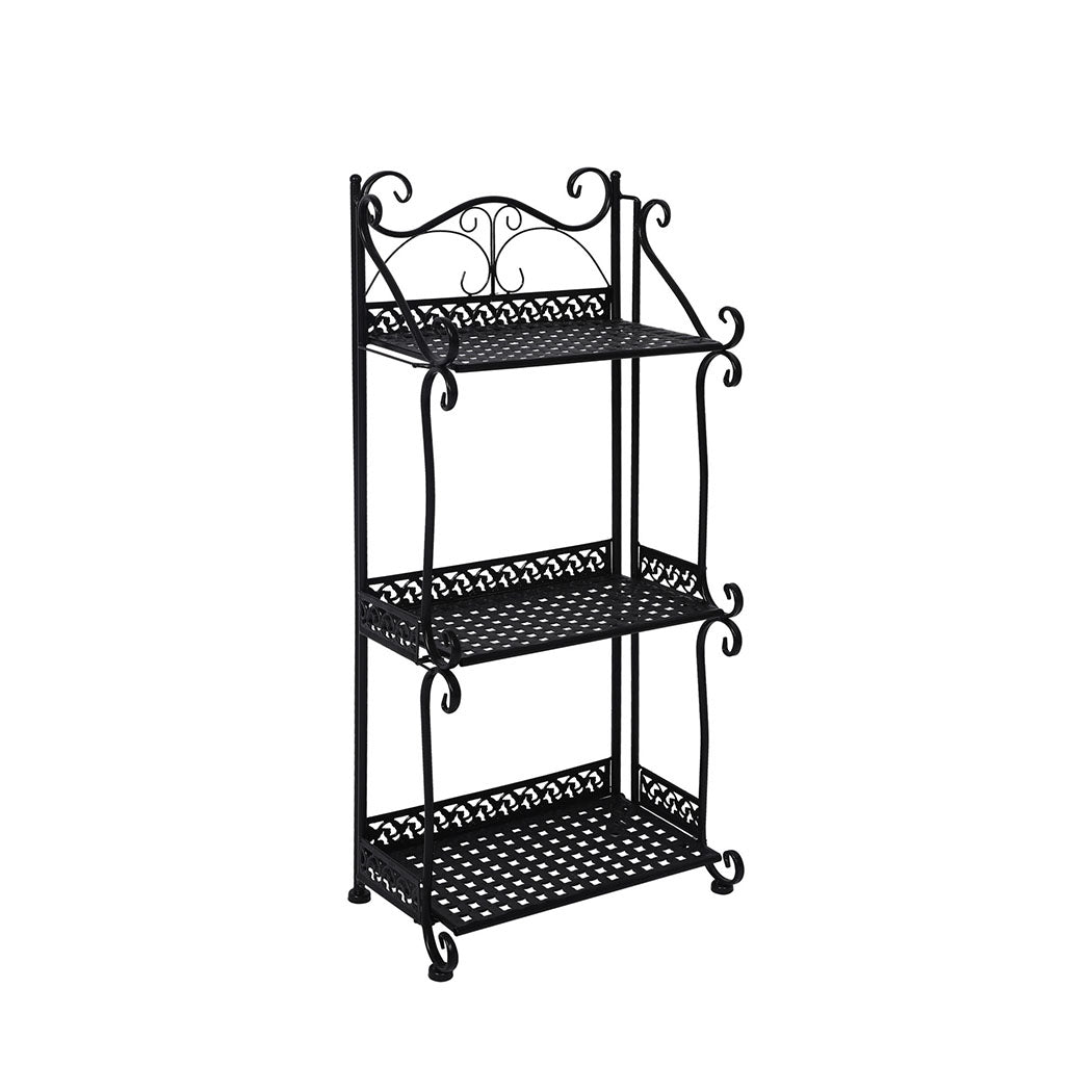 Levede Plant Stand 3 Tiers Outdoor Indoor Black-2065254382647250944