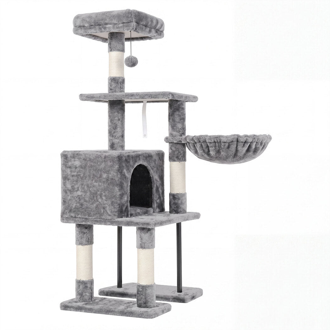 Pawz Cat Tree Cat Tower Multi-Level Cat Bed with Condo 125cm Plush Gray-2100034991957348352