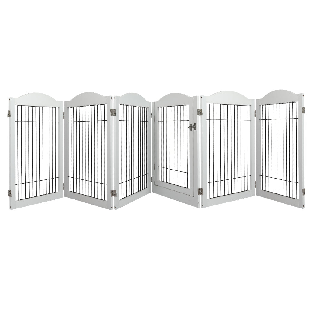 PaWz 6 Panels Pet Dog Playpen Puppy White-2029387230765780992