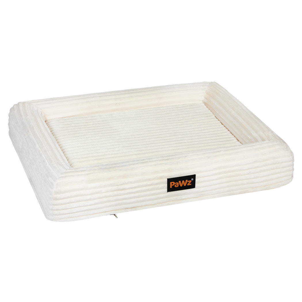 Pawz M Size Orthopedic Dog Bed with Corduroy Removable Cover Waterproof Washable Beige-1938089882736005120