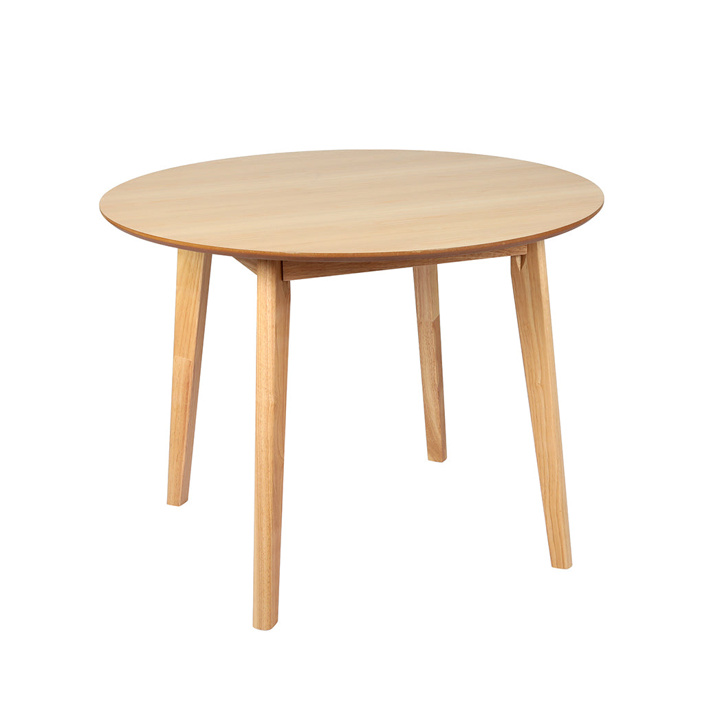 Levede Dining Table Round Rubberwood Base 100cm Natural 100 CM-1864183291687604224
