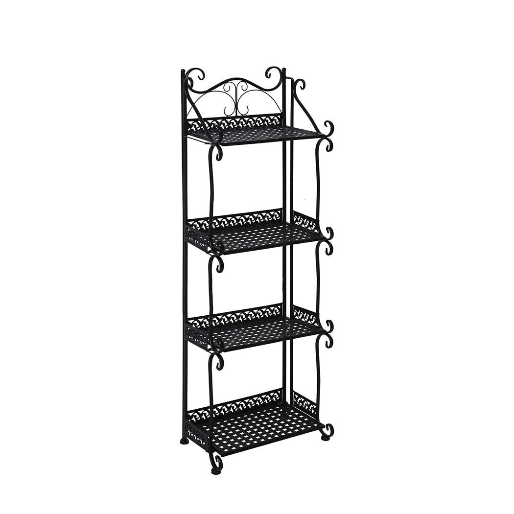 Levede Plant Stand 4 Tiers Outdoor Indoor Black-1973193777631858688