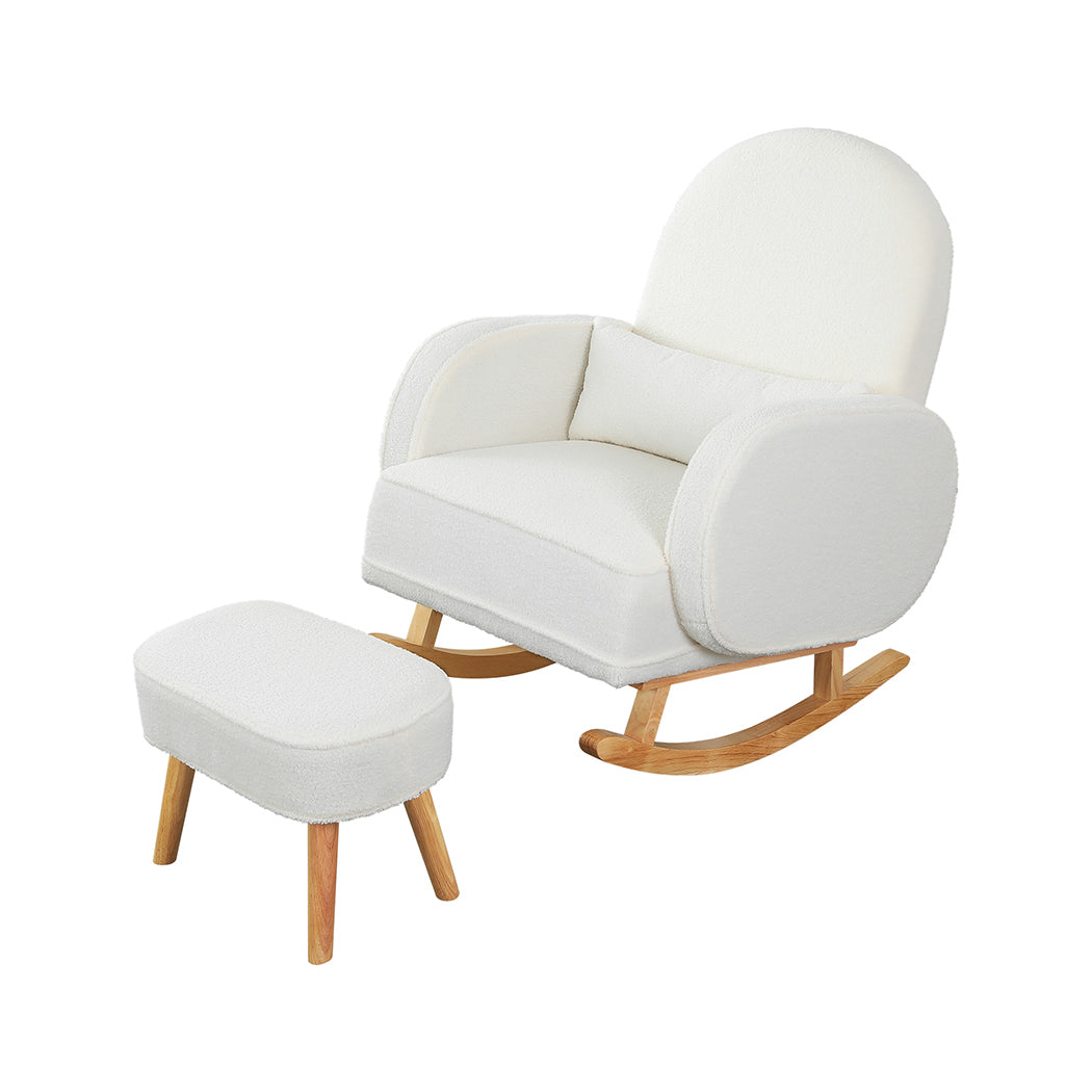 Levede Fleece Rocking Chair with footstool-1910112200622739456