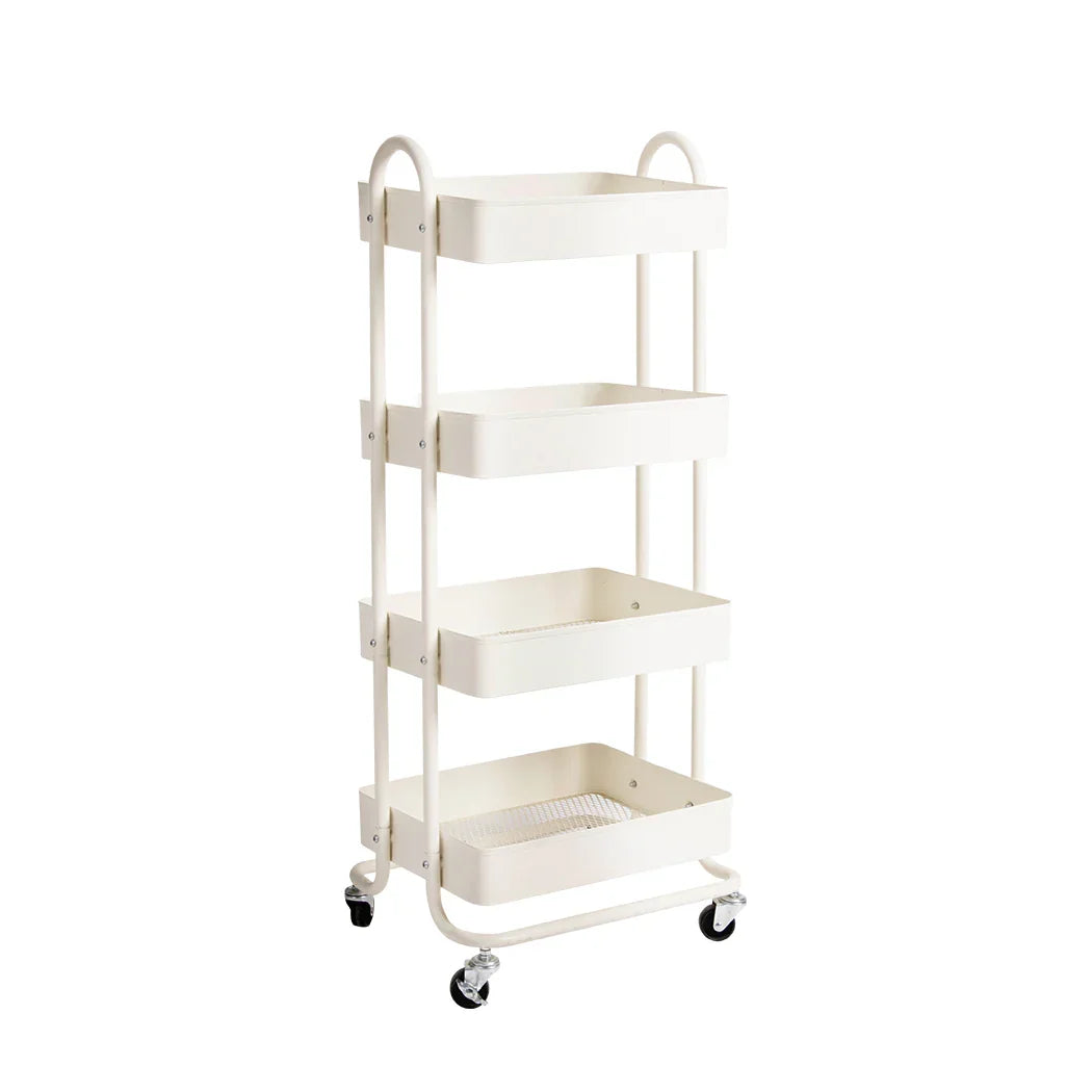 Levede 4 Tiers Kitchen Trolley Cart White-2006733175648292864