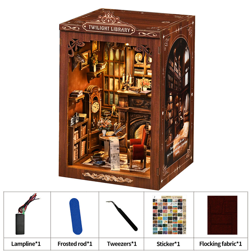Bo Peep Book Nook Kit For Adults Miniature Bookstore Model with Warm LED Walnut-2100034948684713984