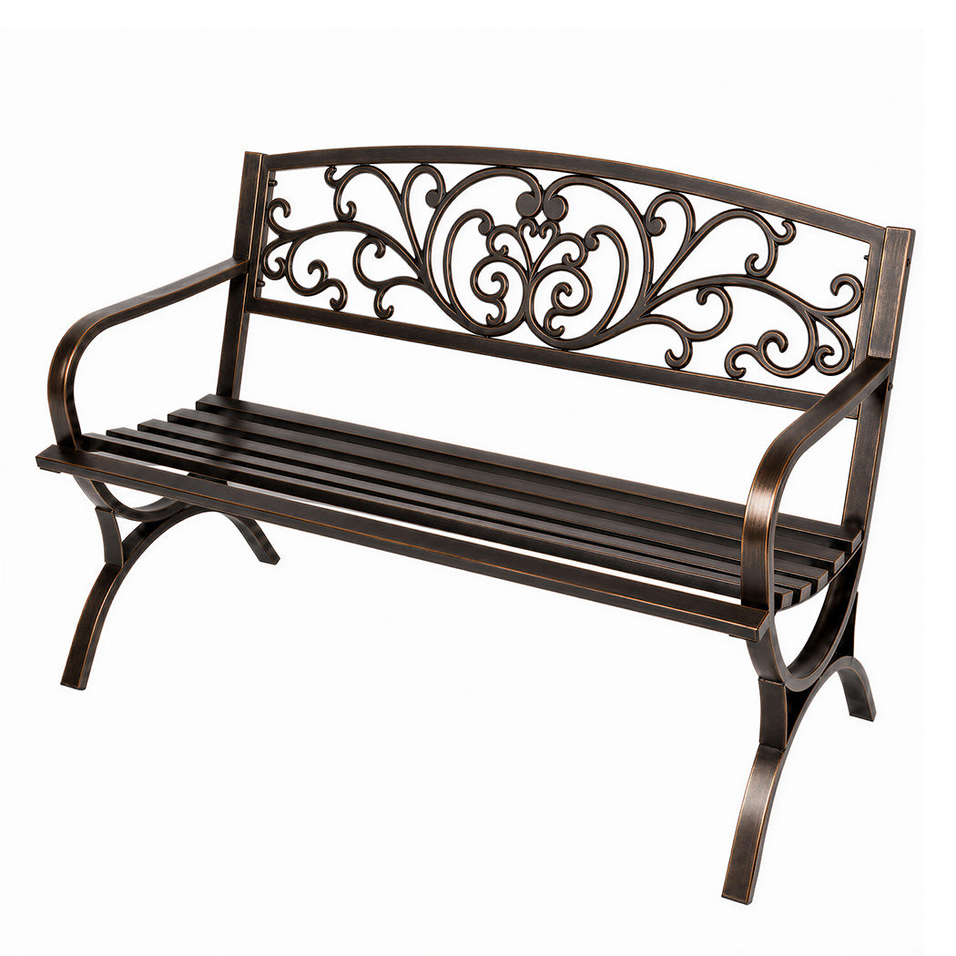 Levede Garden Bench Seat Outdoor Furniture Patio Park Lounge Chair Bronze 3 Seat-2072893558154727424