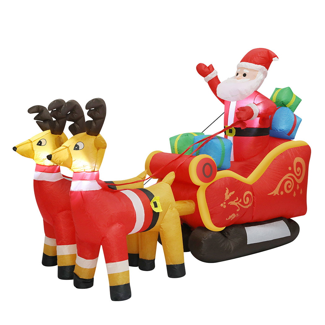 Santaco LED Inflatable Santa Sleigh Reindeer 2.2M-2065254640705998848