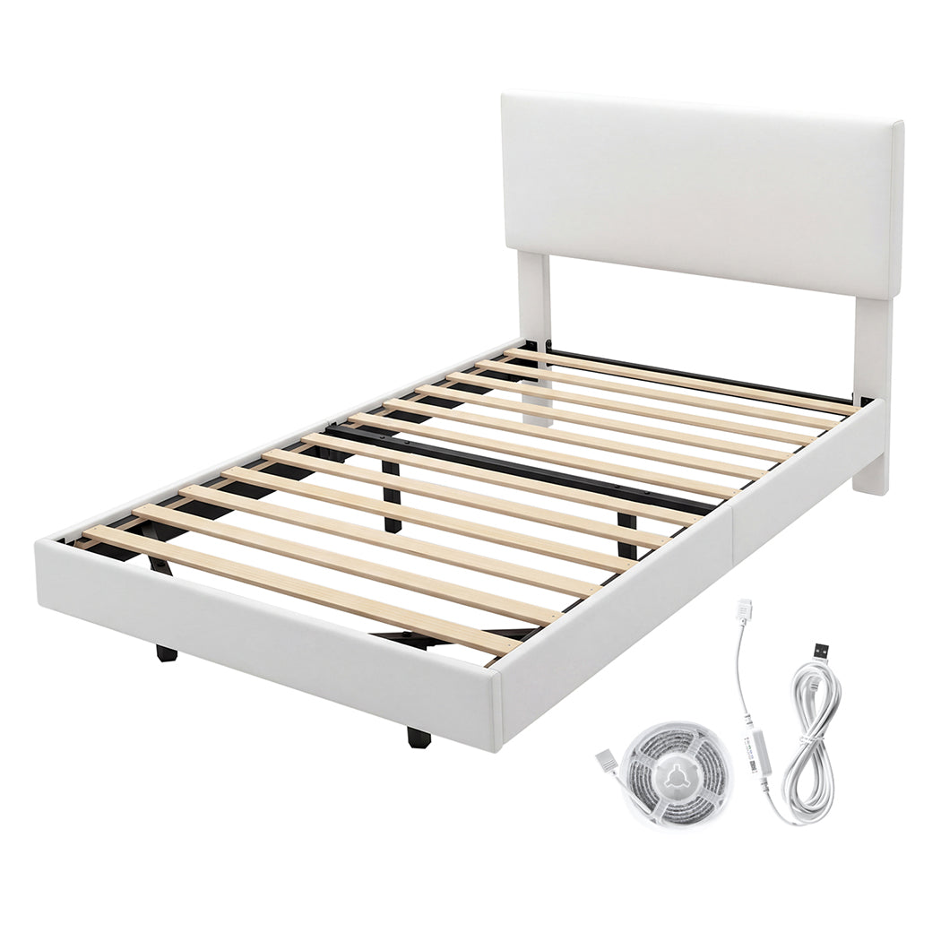 Levede Floating Bed Frame With RGB LED Light Headboard Base Platform Single-2100034937364287488