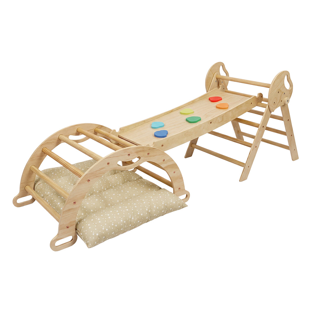 BoPeep Kids Climbing Toys Sets Toddler Toys Triangle Arch Climber Indoor Natural-2050059014313742336