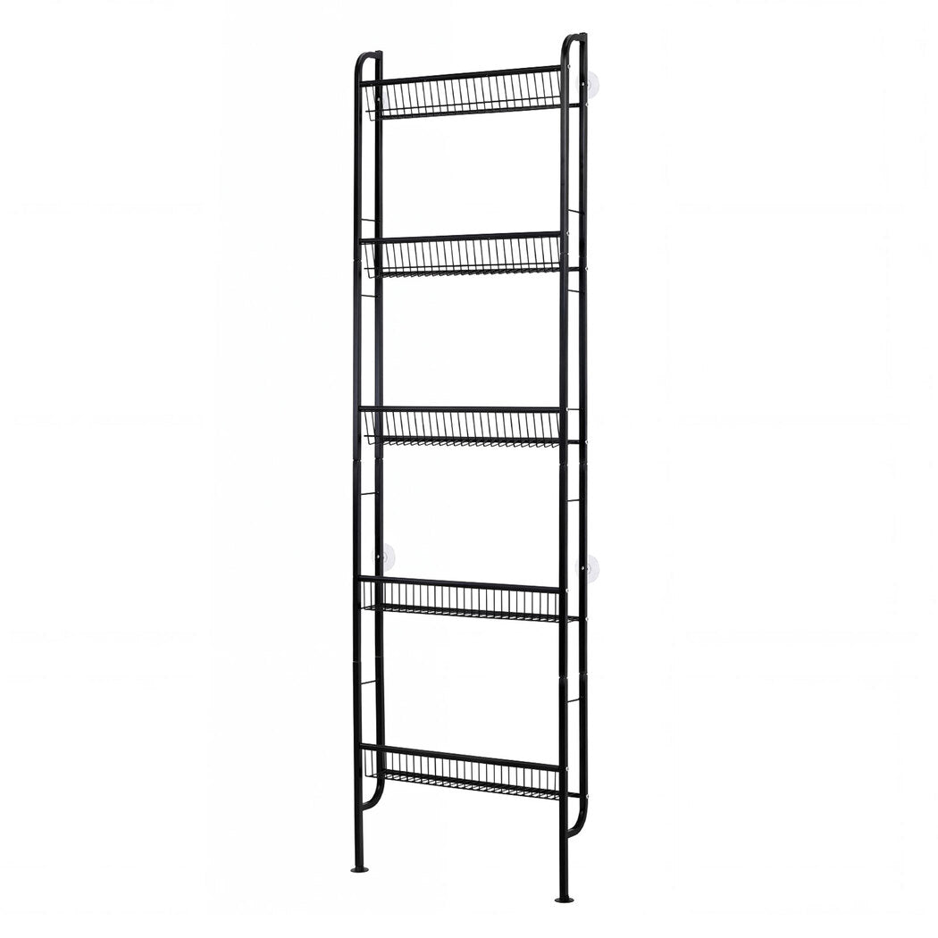 Levede Slim Storage Rack Kitchen Organiser Wall Mounted Metal Shelf Black-2072893555600396288