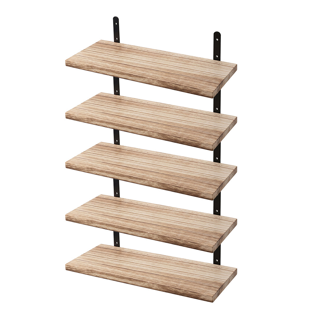 Levede Floating Wall Shelves 5Pcs Wood Wall Mounted Rustic Display Rack Bedroom-2050059023742537728