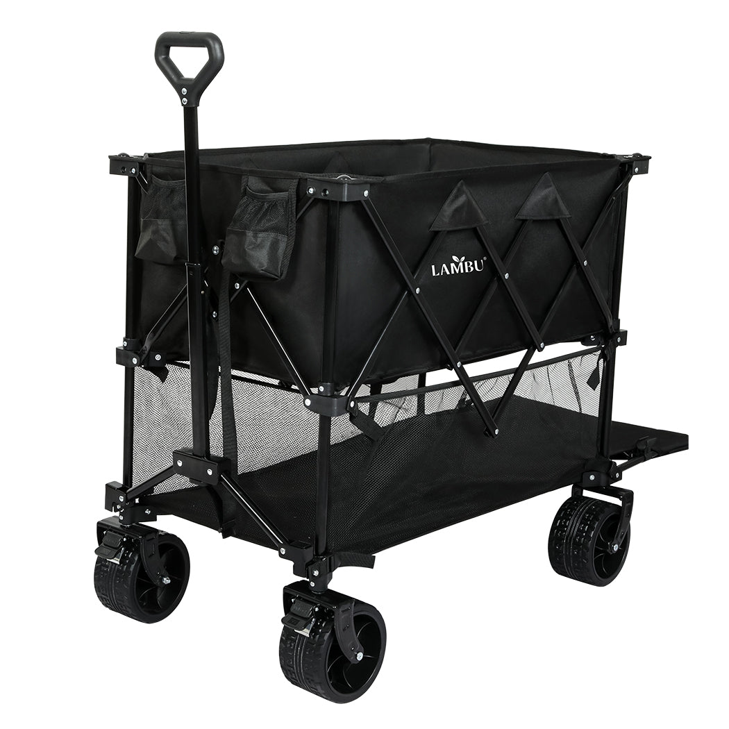 Lambu Folding Wagon Cart Double Shelves-1942353683513741312