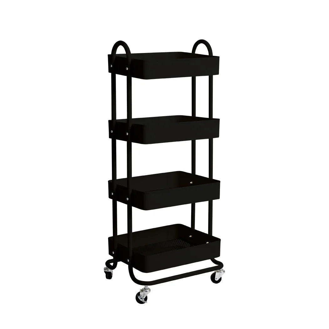 Levede 4 Tiers Kitchen Trolley Cart Black-2018816745485242368