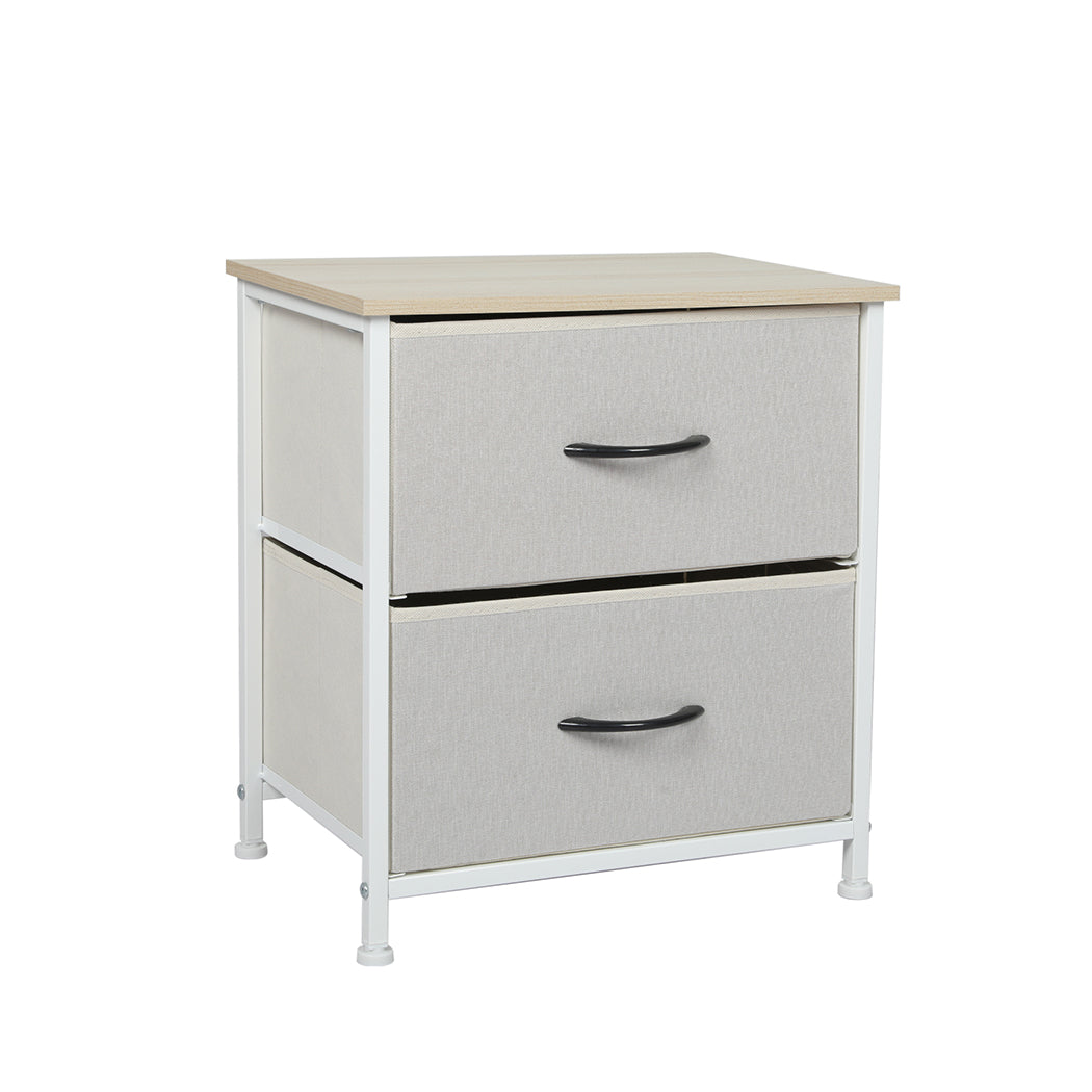 Levede Chest of 2 Drawers Bedside Table Beige-1864183276869128192