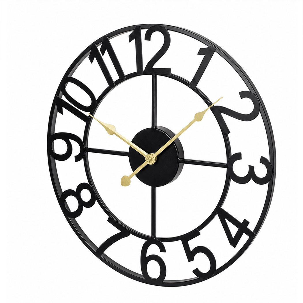 Yezi Wall Clock Silent Quartz 40cm Easy Read Dial for Bedroom Decor Black-2109799589866049537