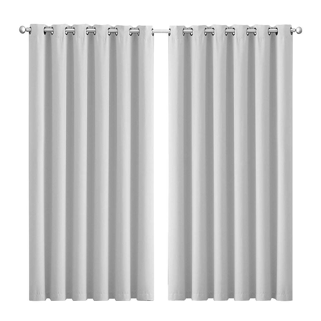 2x Blockout Curtains Panels 3 Layers Grey-2065254605499011072