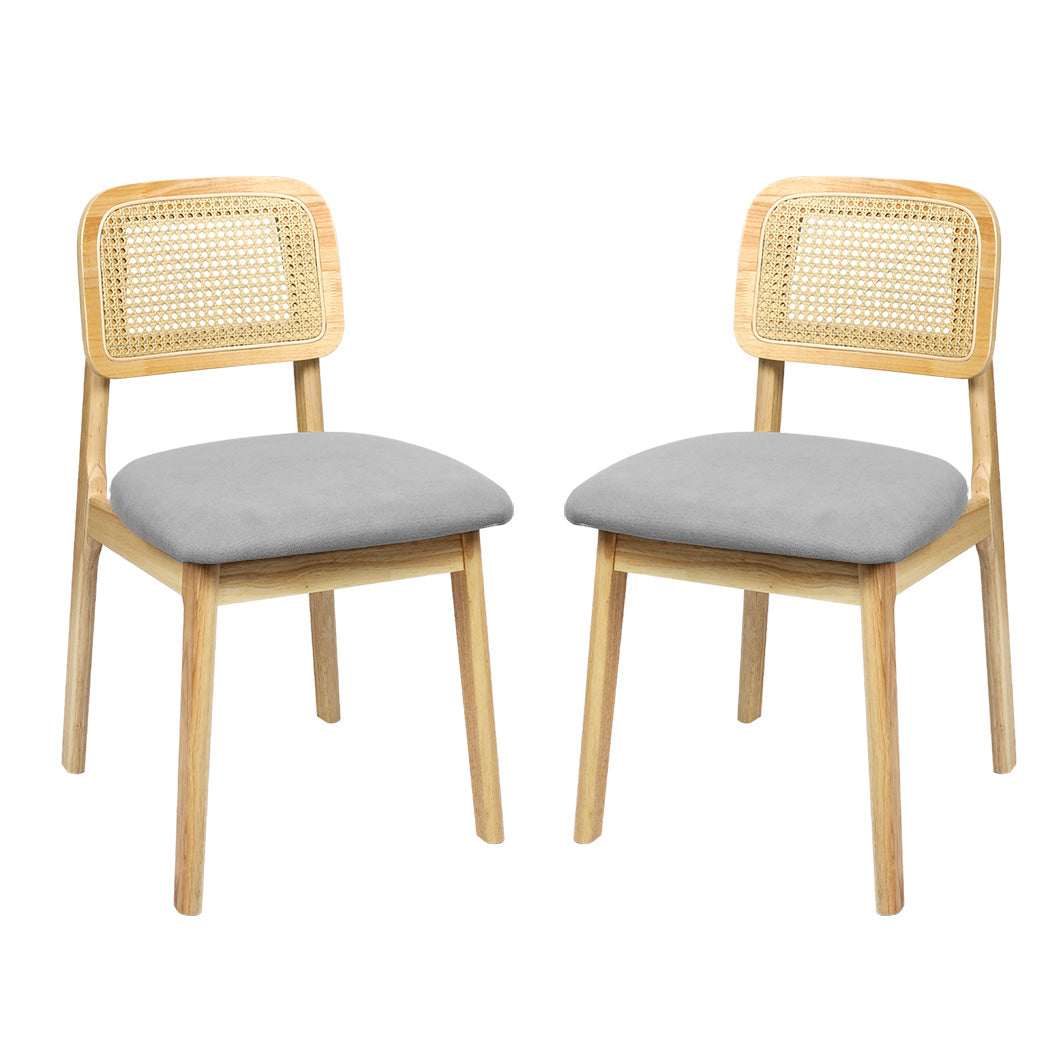 Levede 2x Dining Chair Wood Rattan Armless Natural