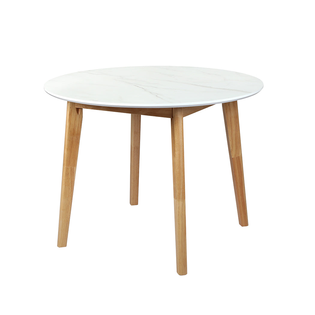 Levede Dining Table Round Rubberwood Base 100cm White 100 CM-1864183291834404864
