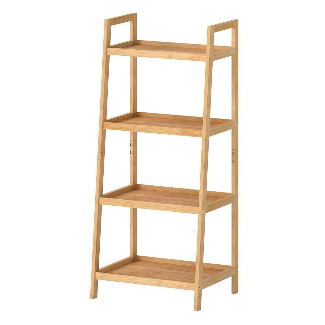 Levede Bamboo Ladder Bookcase 4-Shelf Books Plant Storage Shelf Rack Organiser-2050056773796237312