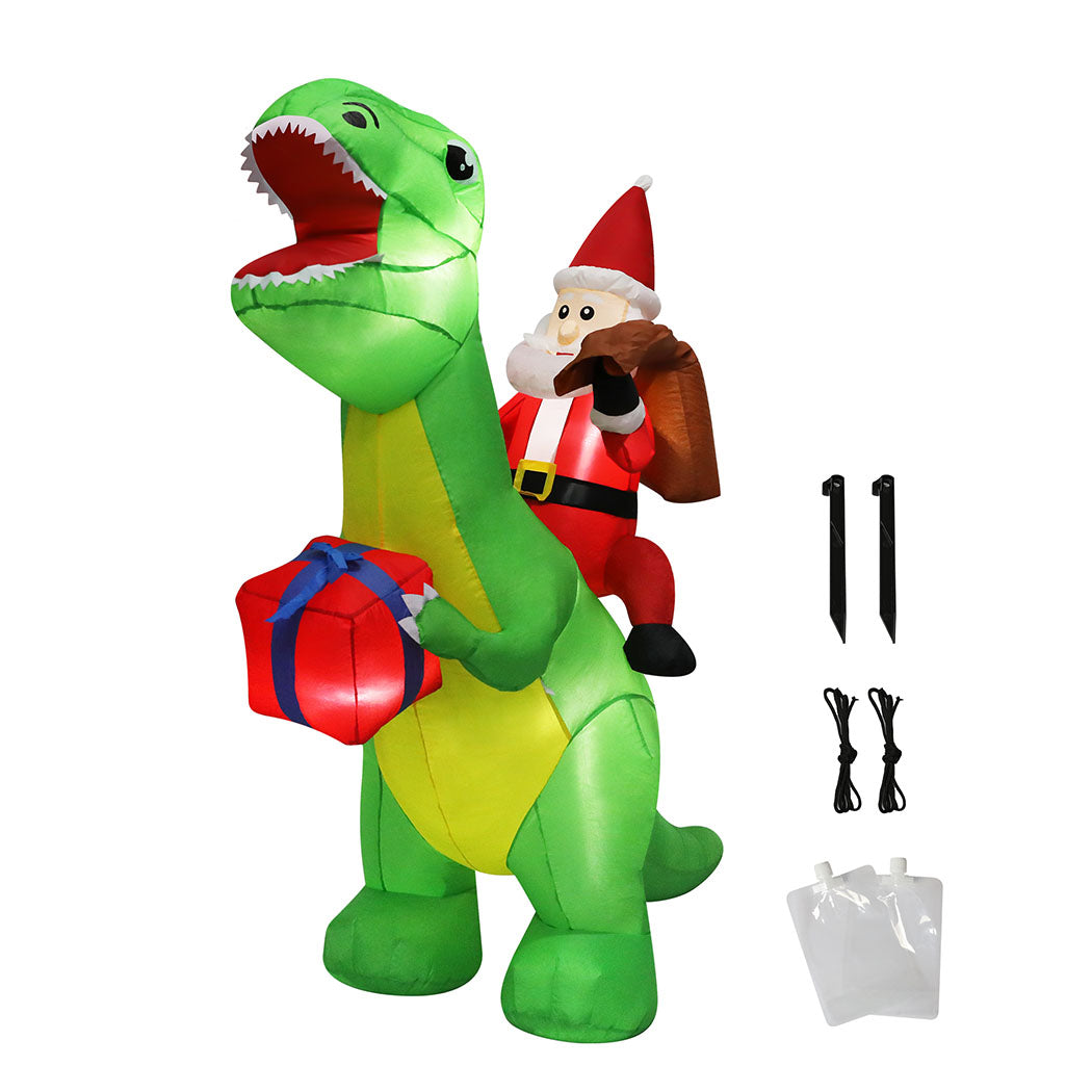 Santaco Christmas Inflatables Outdoor Santa Claus Riding Dinosaur Lights D�cor-2065254639862943744