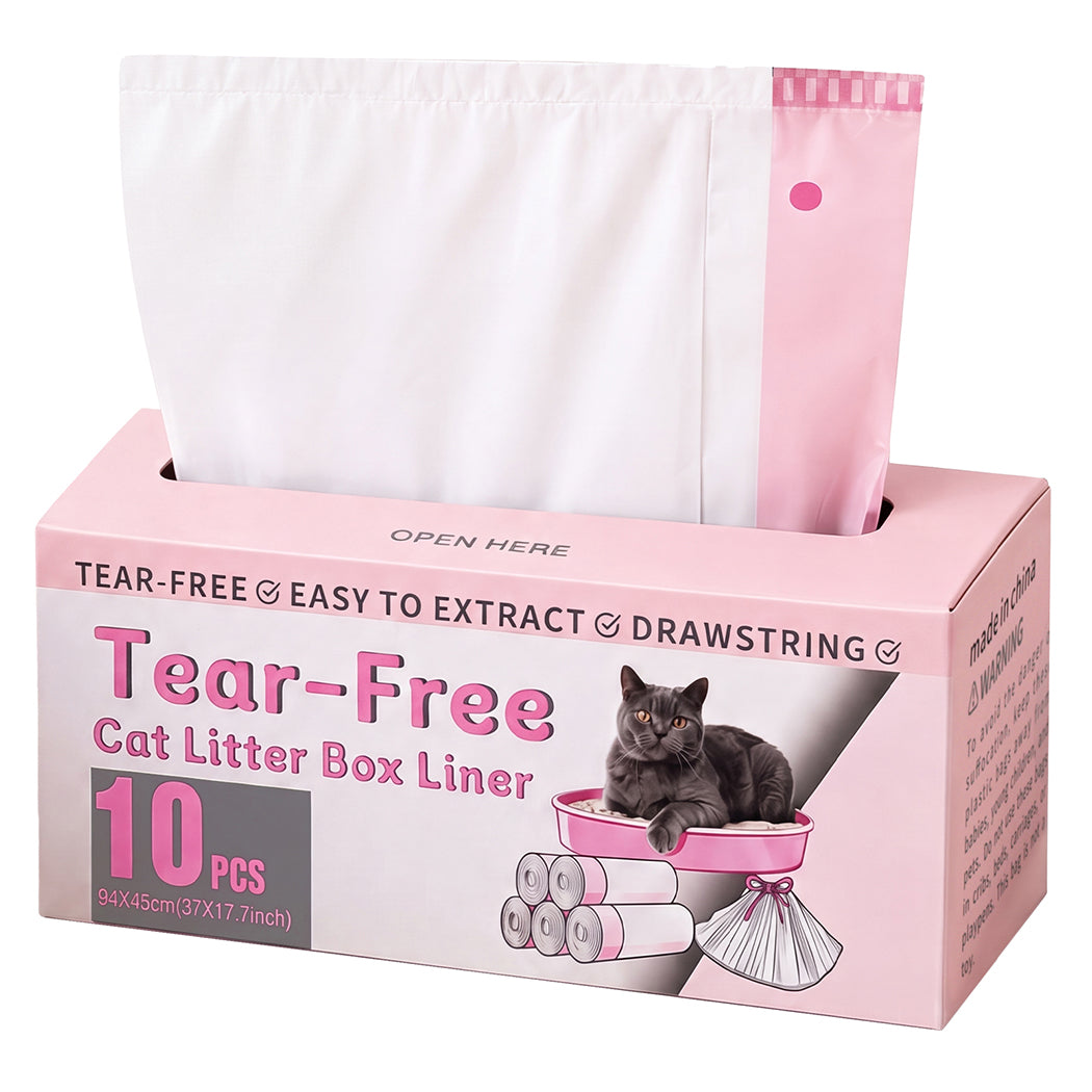 Pawz Cat Litter Bags 30 Pcs 94 x 45cm Drawstring 10kg HDPE White Pink-2100034991026212864