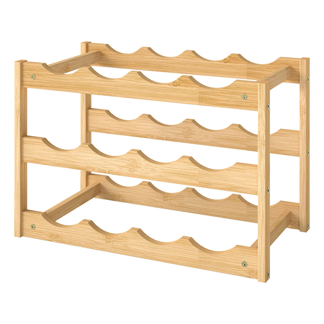 Toque Natural Bamboo Wine Rack 12 Bottles Organizer-2006732763805388800