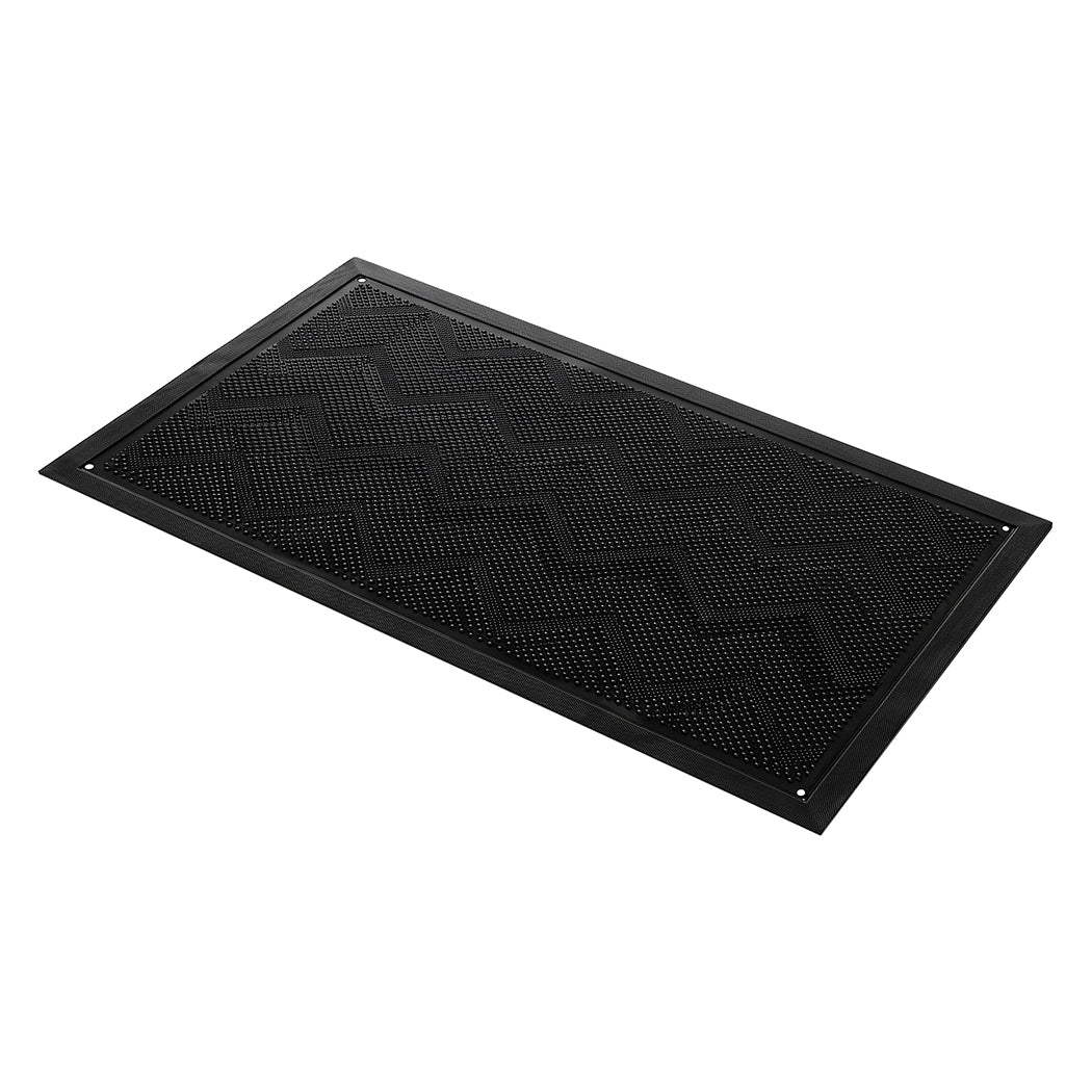 Marlow Front Door Mat TPE Non Slip Low Profile with Drainage Holes Black-2109799592118390785