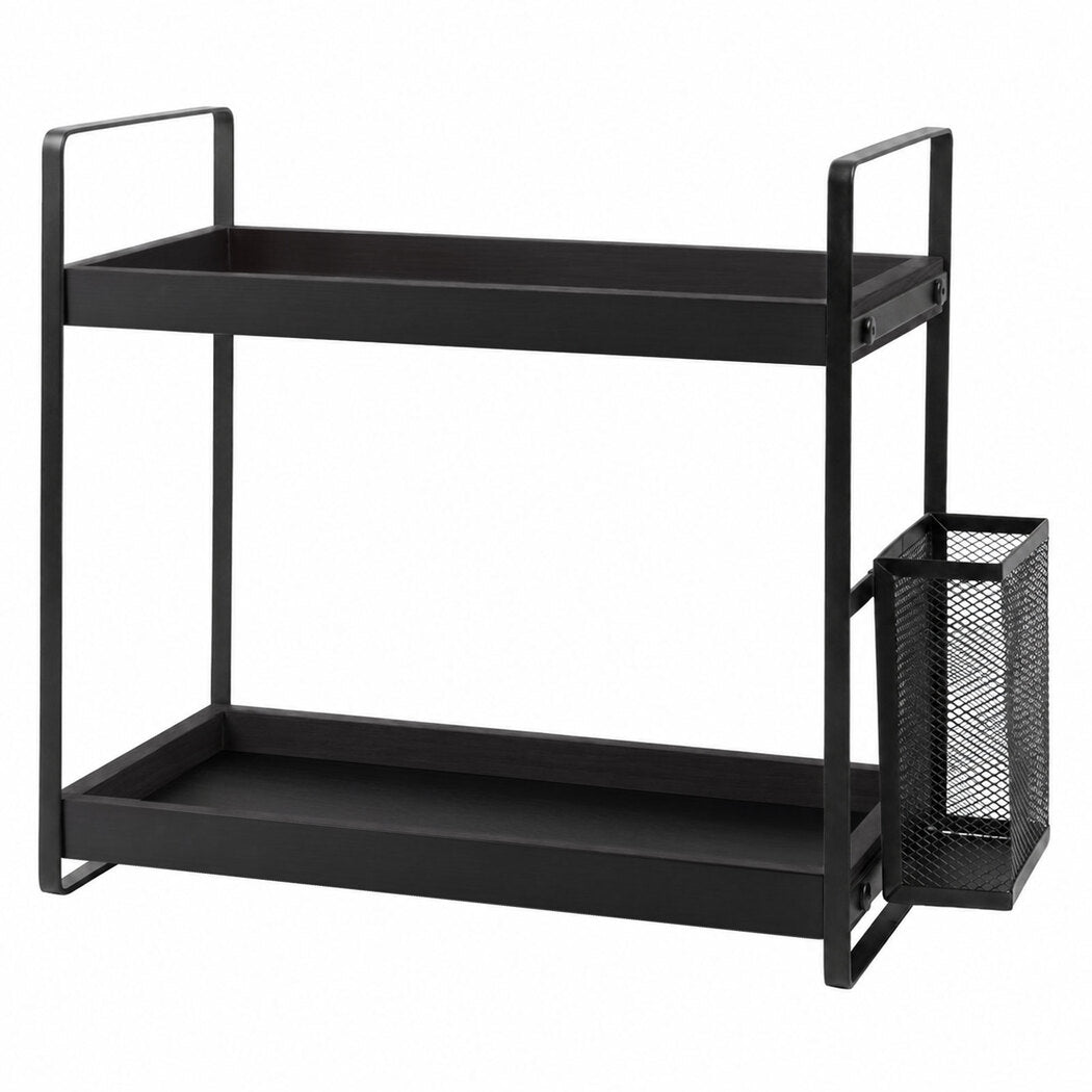 Levede 2 Tier Countertop Organiser Classic Storage Rack Bathroom Kitchen Black-2072893554912530432