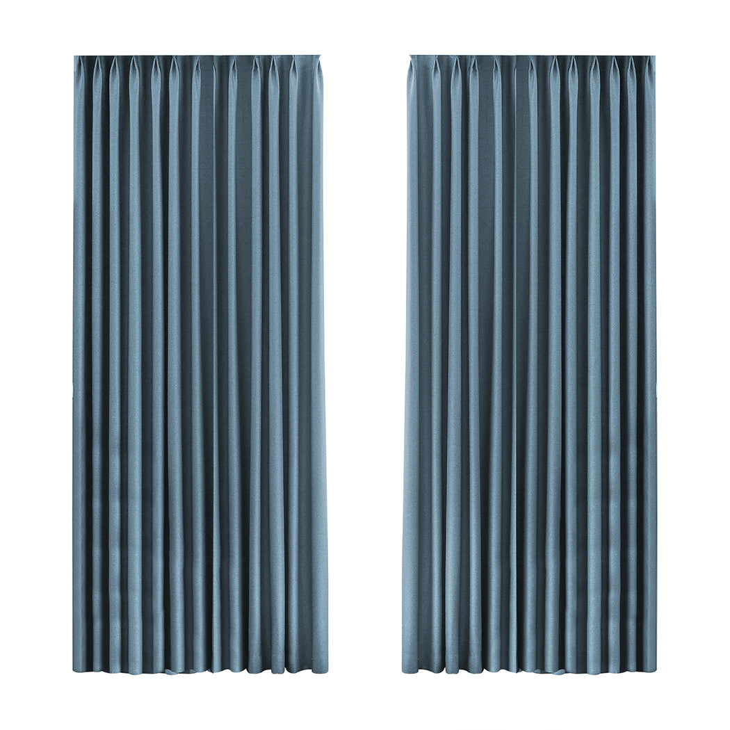 Marlow 2XBlockout Curtains Chenille 180x250 Blue CD1016-180x250-DG-2065254607109623808