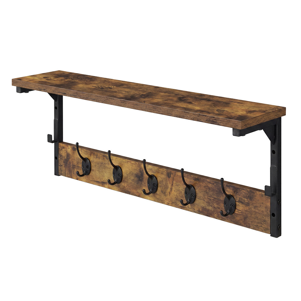 Levede Coat Rack Shelf Wall Mounted 7 Hooks Wall Floating Hat Rack Living Room-2050059009976832000