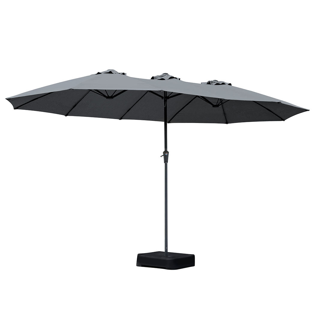 Centra 4.5M Double-sided Patio Umbrella Outdoor Umbrella Base Stand Grey-1910112247557001216