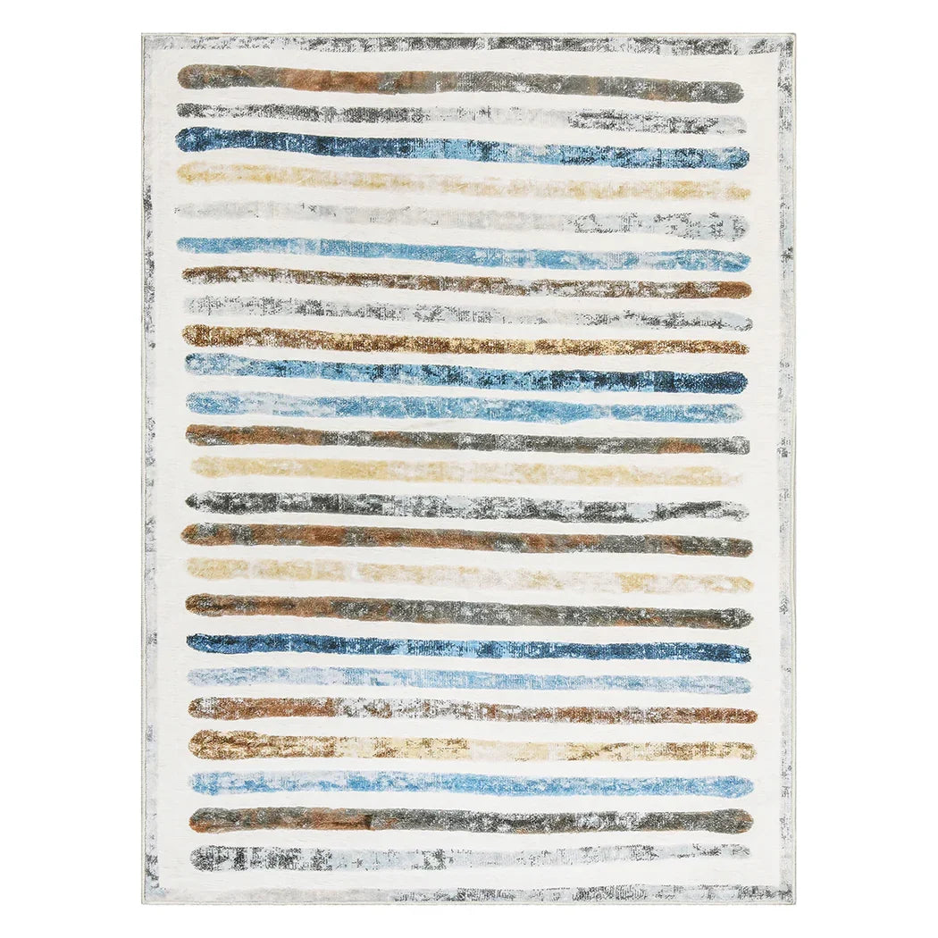Marlow Floor Rug Short Pile Washable Carpet Soft Plush Non Slip Stripe 160x120-2018816747121020928
