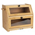 Toque Bread Box Bread Bin Double Layer Bamboo Bread Storage with Window Natural-2072893581403754496