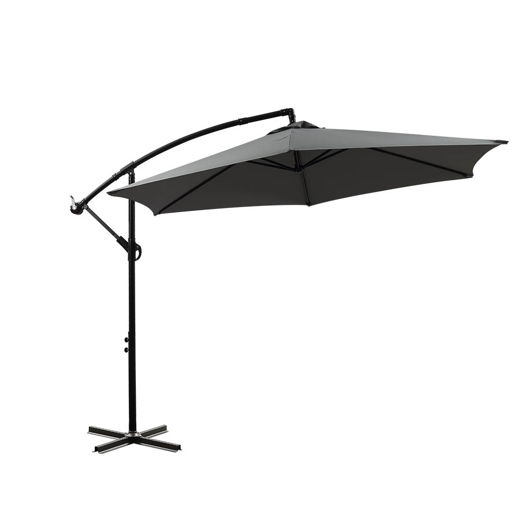 Mountview 3M Outdoor Umbrella Cantilever Grey Without Base-1864184442197774336