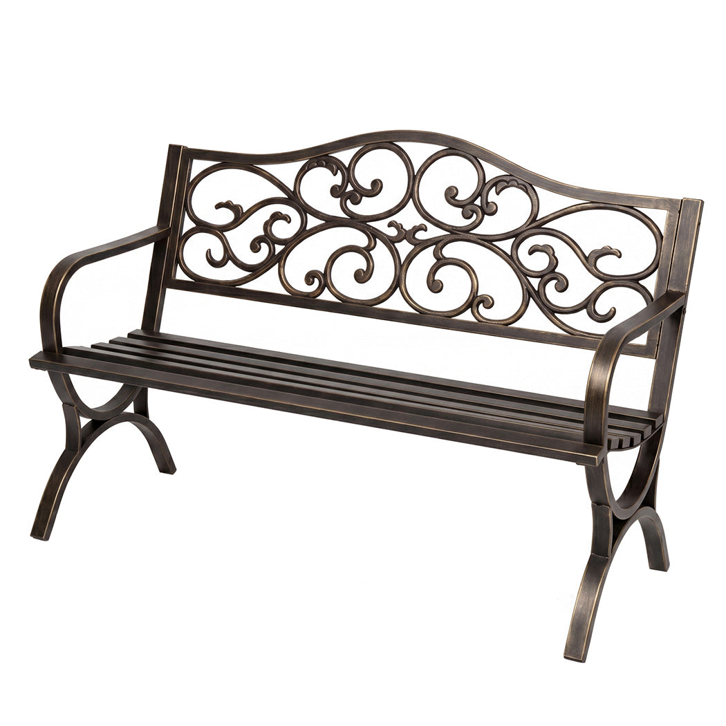 Levede Garden Bench Seat Outdoor Patio Park Lounge Backyard Chair Bronze 3 Seat-2072893558347665408