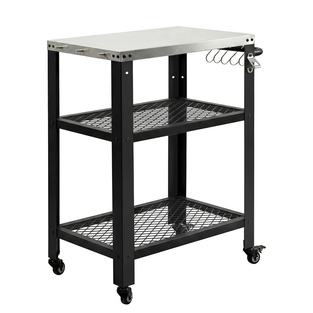 Levede Outdoor Kitchen Cart Mobile BBQ Grill Trolley Stainless Steel Prep Table-2050059021725077504