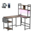 Levede L Shaped Gaming Desk with LED Lights Brown-2006732839361581056
