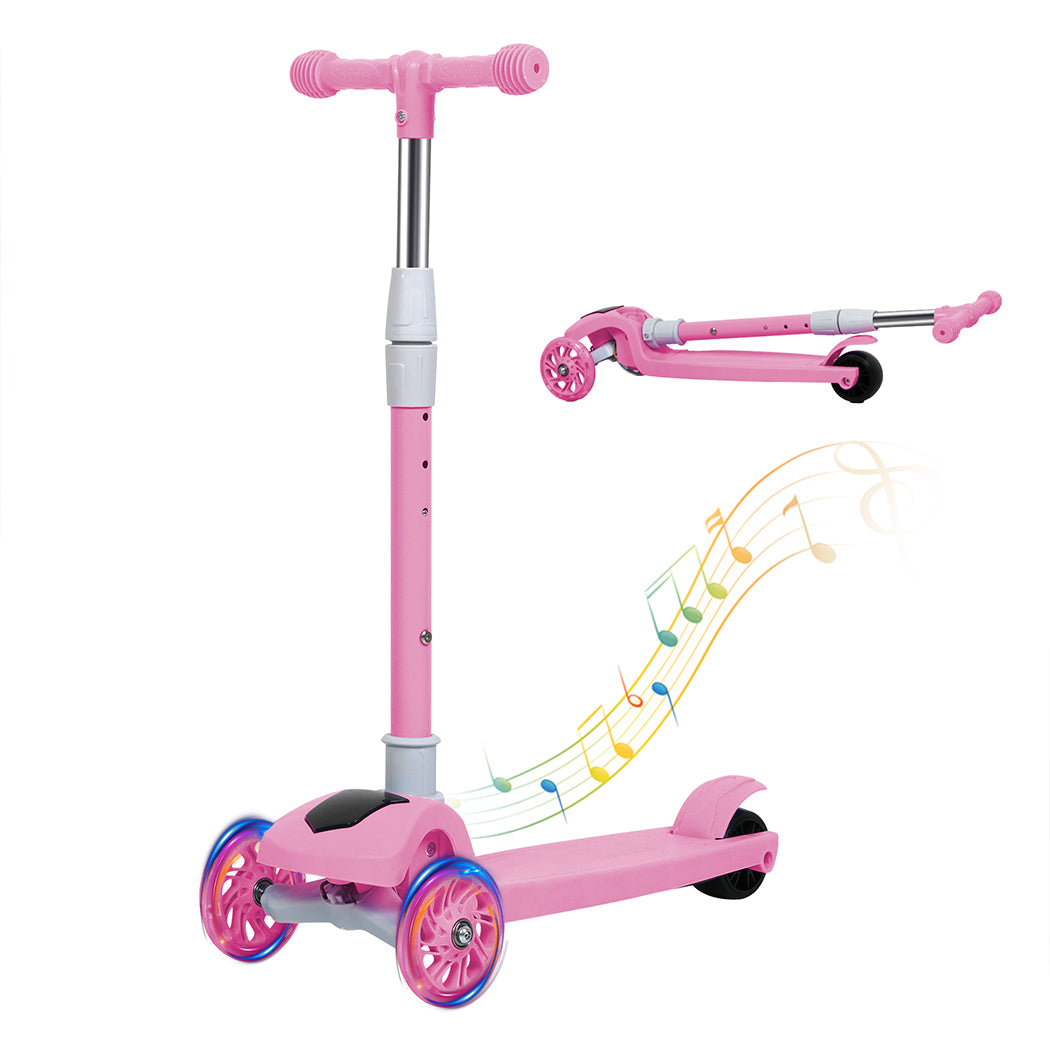 Bopeep Foldable Kids Scooter LED Music Pink