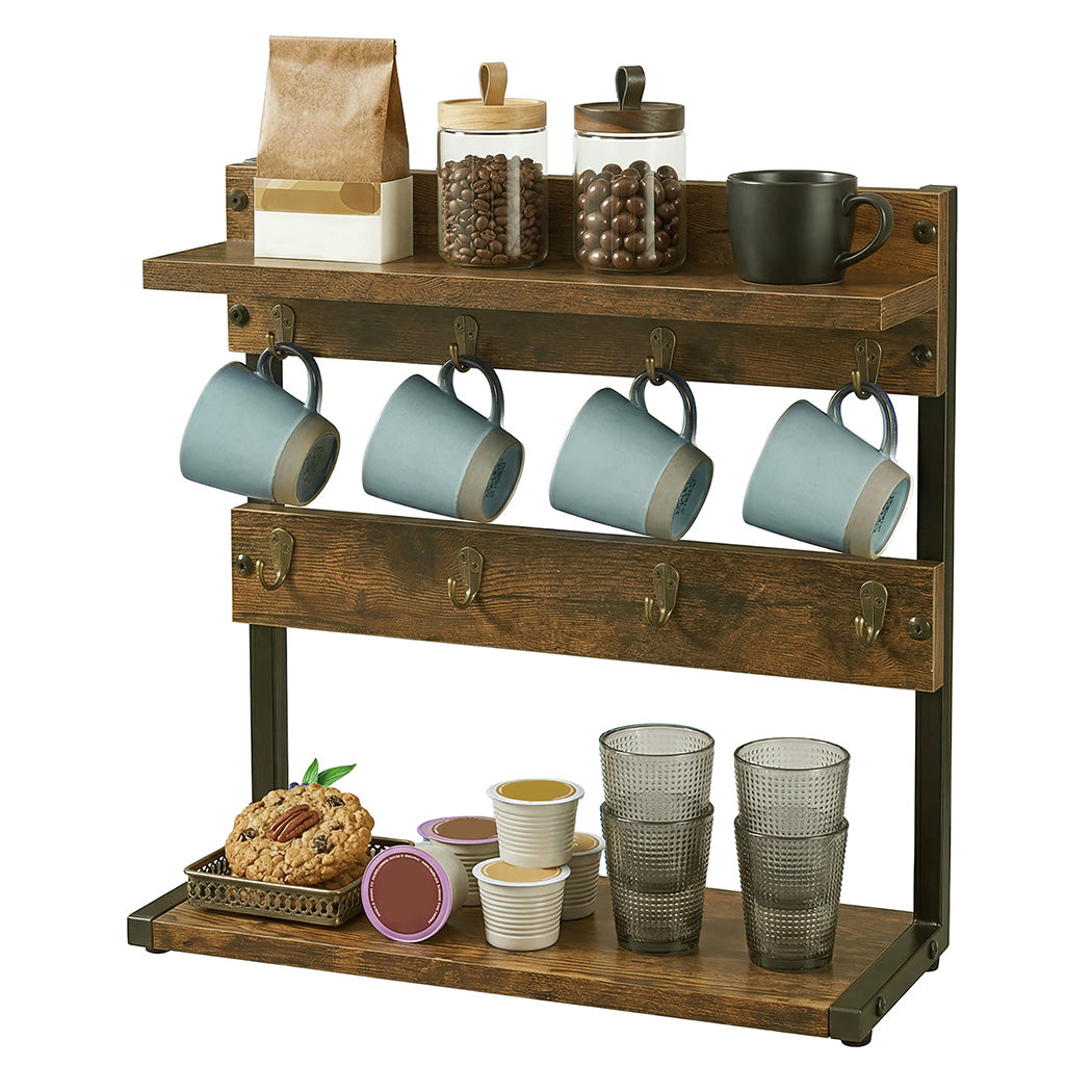 Levede Mug Holder Stand Industrial 2 Tier Countertop Mug Tree Organizer 8 Hooks-2072893556879659008
